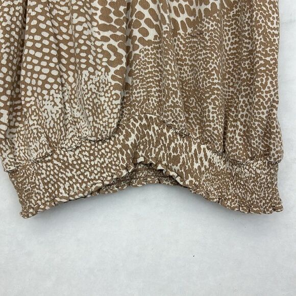 Express V-Neck Tulip Sleeve Blouse Elastic at Waistline Sz Small Snake print - Picture 3 of 9
